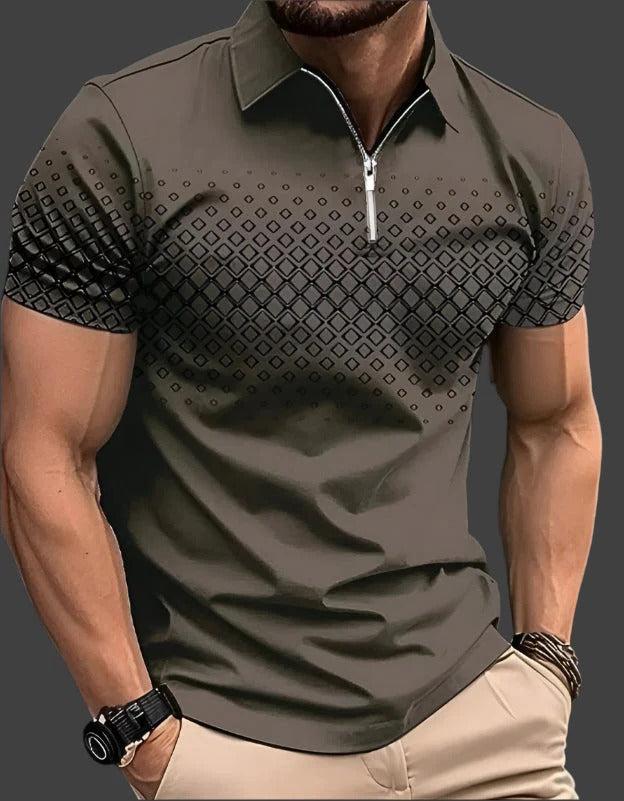 Street-Wave Men's Checked Polo Shirt With Contemporary Detailing Lightweight Breathable Summer Essential