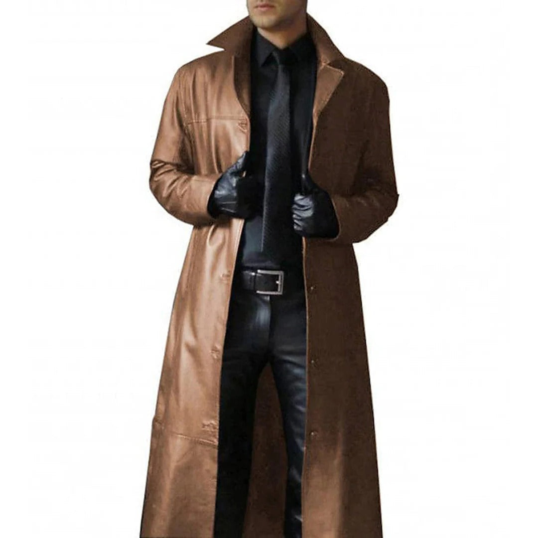 Street-Wave Mens Long Trench Coat For Autumn And Winter Windproof Warmth And Formal Outerwear