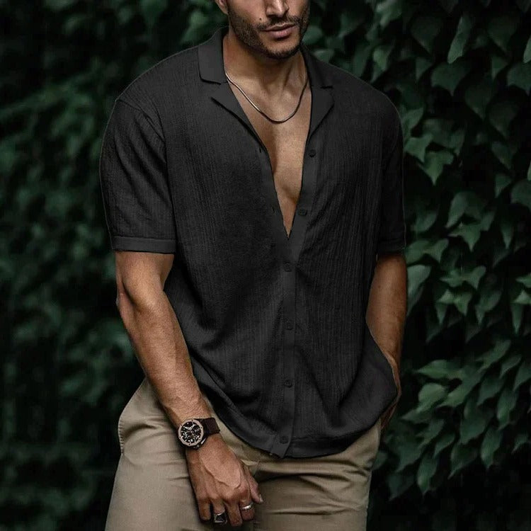 Street-Wave Men's Summer Shirt Lightweight Short Sleeve Button Down With Classic Casual Styling