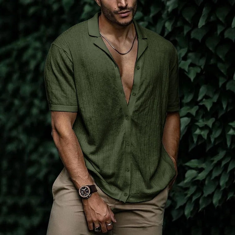 Street-Wave Men's Summer Shirt Lightweight Short Sleeve Button Down With Classic Casual Styling