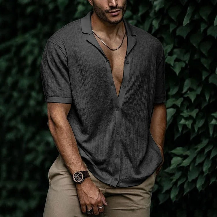 Street-Wave Men's Summer Shirt Lightweight Short Sleeve Button Down With Classic Casual Styling