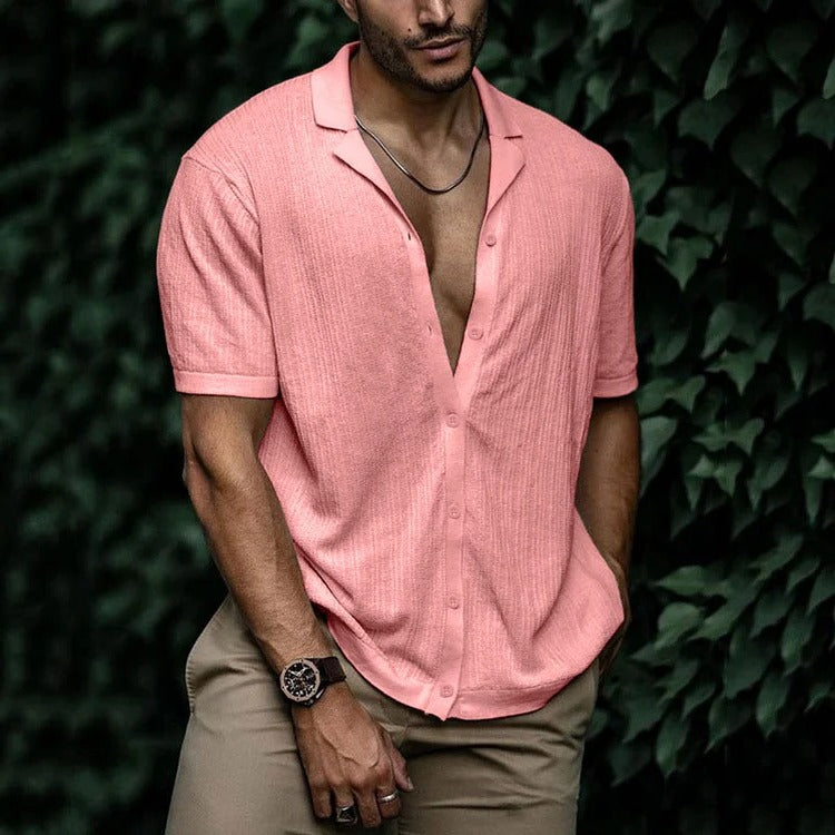 Street-Wave Men's Summer Shirt Lightweight Short Sleeve Button Down With Classic Casual Styling