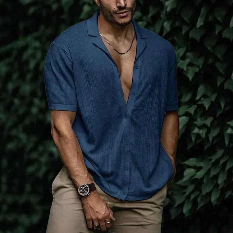Street-Wave Men's Summer Shirt Lightweight Short Sleeve Button Down With Classic Casual Styling