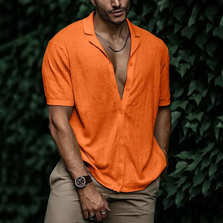 Street-Wave Men's Summer Shirt Lightweight Short Sleeve Button Down With Classic Casual Styling