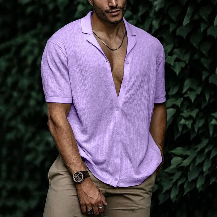 Street-Wave Men's Summer Shirt Lightweight Short Sleeve Button Down With Classic Casual Styling