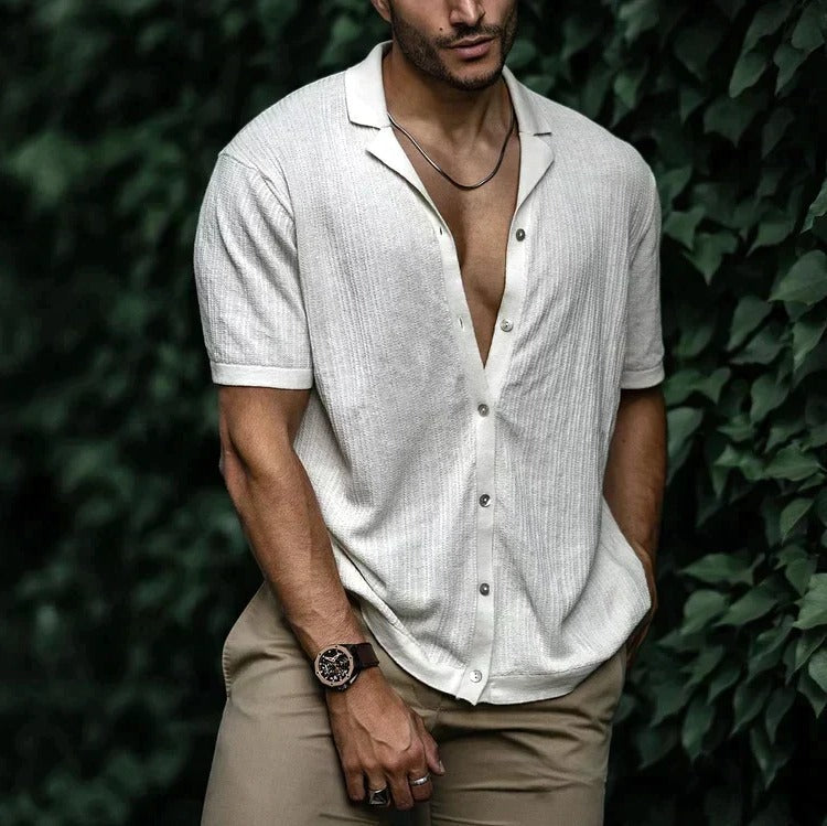 Street-Wave Men's Summer Shirt Lightweight Short Sleeve Button Down With Classic Casual Styling