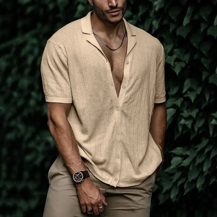 Street-Wave Men's Summer Shirt Lightweight Short Sleeve Button Down With Classic Casual Styling
