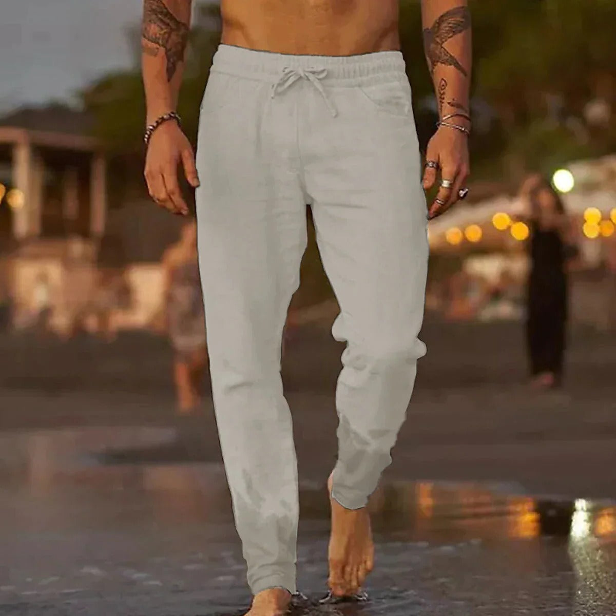 Street-Wave Mens Lightweight Breathable Casual Trousers With Timeless Styling For Warm Weather Comfort