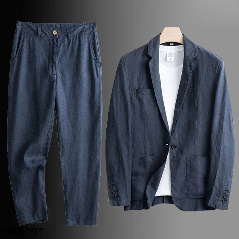 Street-Wave Mens Lightweight Blazer Set With Relaxed Fit For Warm Weather Office And Casual Wear