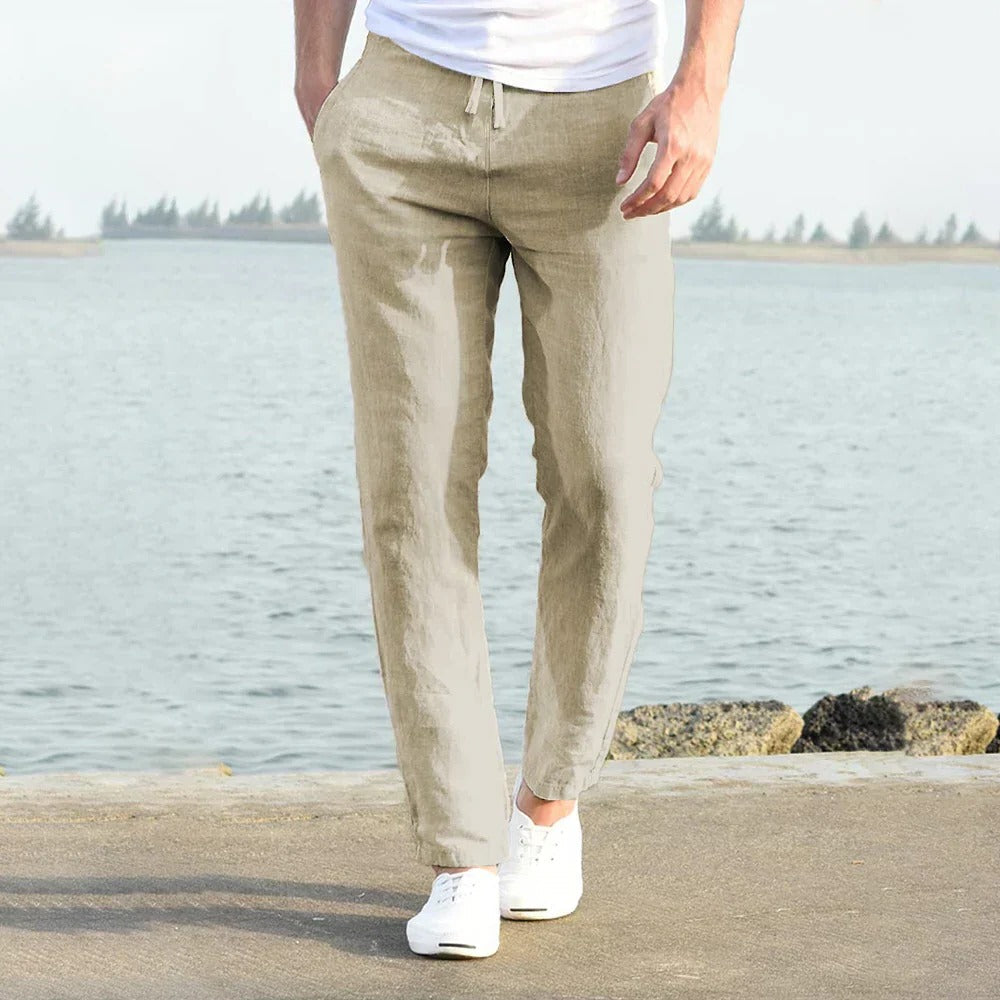 Street-Wave Mens Loose Fit Summer Trousers Lightweight Breathable Casual Pants For Warm Weather