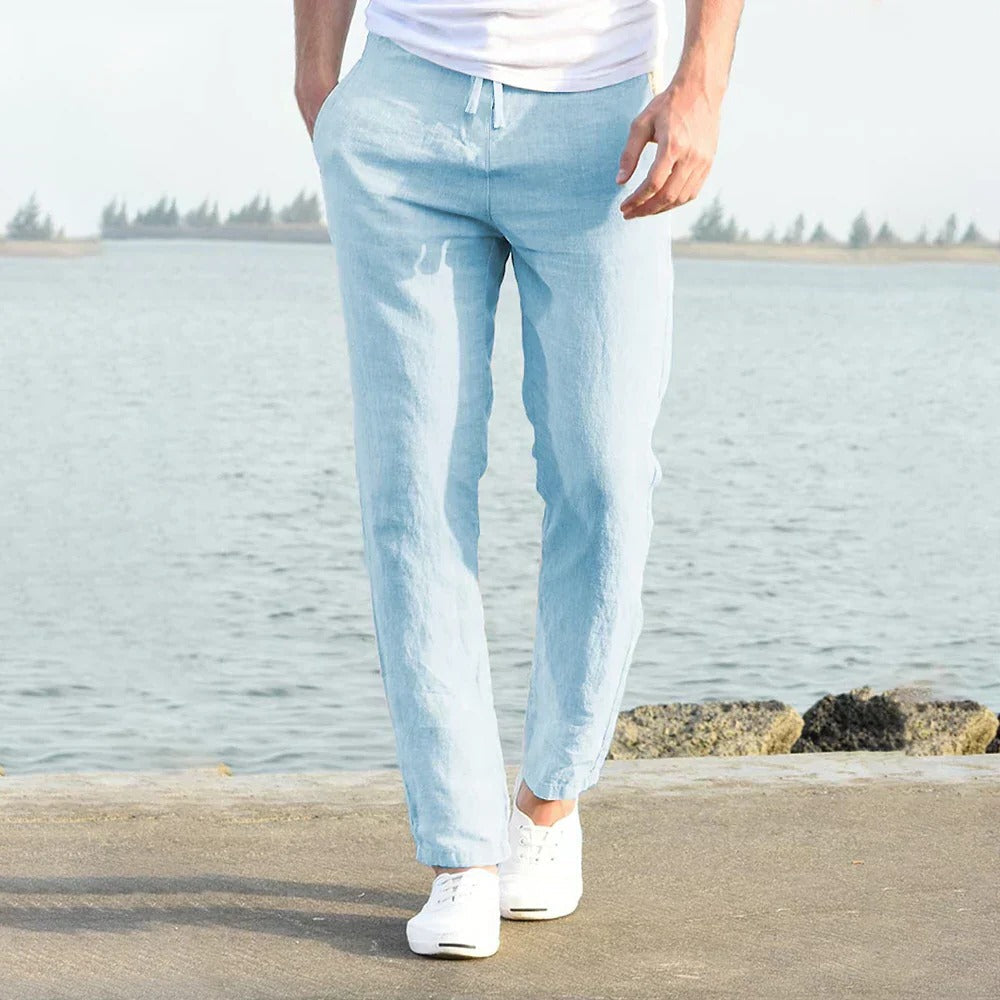 Street-Wave Mens Loose Fit Summer Trousers Lightweight Breathable Casual Pants For Warm Weather