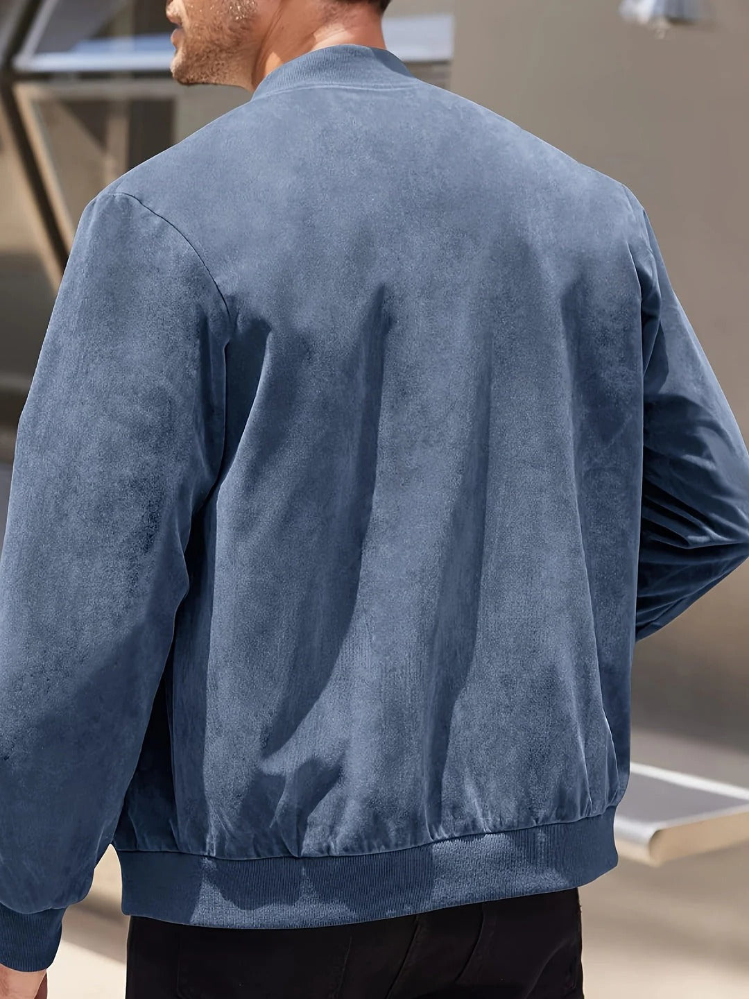 Street-Wave Mens Lightweight Casual Jacket With Stand Up Collar Full Zip For Spring And Autumn
