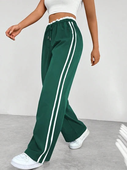Wide-Leg Sporty Pants