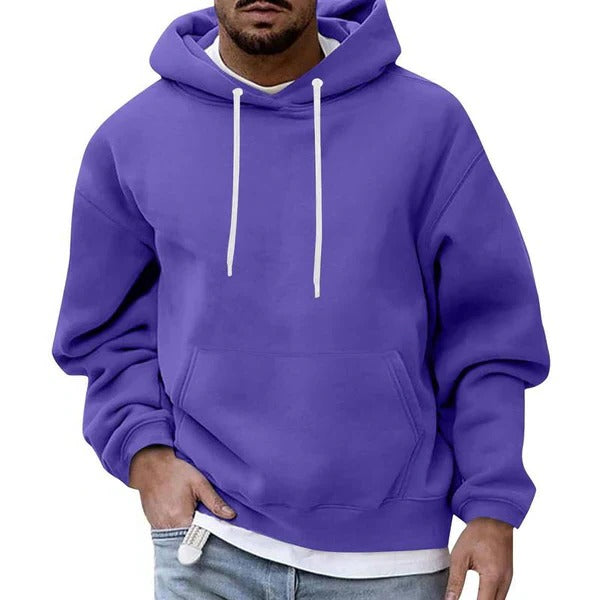 Mens Hoodie With Front Pocket Drawstring Hood Relaxed Fit Cozy Light Blue By Street-Wave