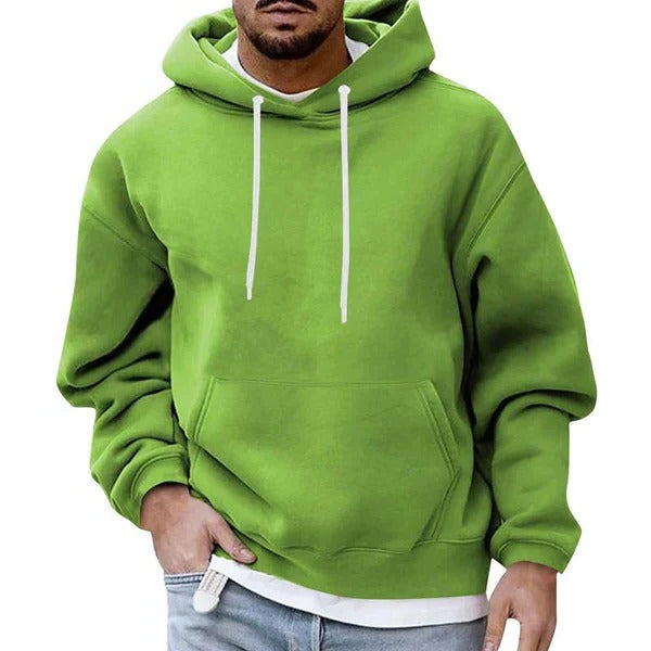 Mens Hoodie With Front Pocket Drawstring Hood Relaxed Fit Cozy Light Blue By Street-Wave