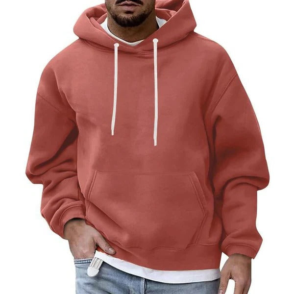 Mens Hoodie With Front Pocket Drawstring Hood Relaxed Fit Cozy Light Blue By Street-Wave