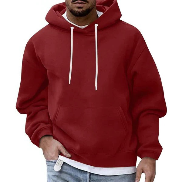 Mens Hoodie With Front Pocket Drawstring Hood Relaxed Fit Cozy Light Blue By Street-Wave