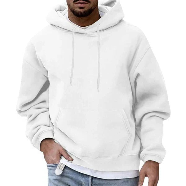 Mens Hoodie With Front Pocket Drawstring Hood Relaxed Fit Cozy Light Blue By Street-Wave