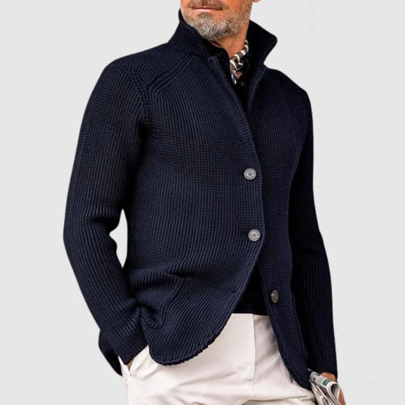 Street-Wave Mens Cardigan Knit Button Up Front Classic Layering Sweater For Casual And Formal Wear