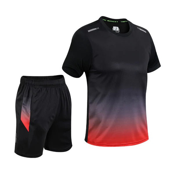 Street-Wave Mens Two Piece Gradient Activewear Set Blue to Black Lightweight Durable for Workouts Runs and Outdoors