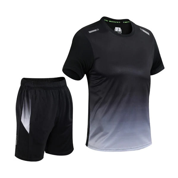 Street-Wave Mens Two Piece Gradient Activewear Set Blue to Black Lightweight Durable for Workouts Runs and Outdoors