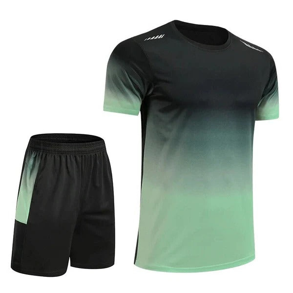 Street-Wave Mens Two Piece Gradient Activewear Set Blue to Black Lightweight Durable for Workouts Runs and Outdoors