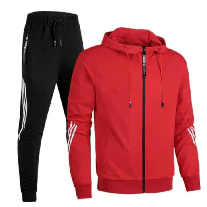 Street-Wave Men's Two-Piece Tracksuit Set Slim Fit Zip Hoodie And Joggers For Training And Everyday Wear