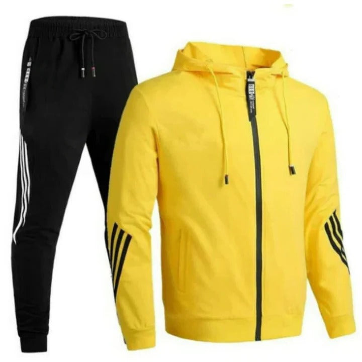 Street-Wave Men's Two-Piece Tracksuit Set Slim Fit Zip Hoodie And Joggers For Training And Everyday Wear