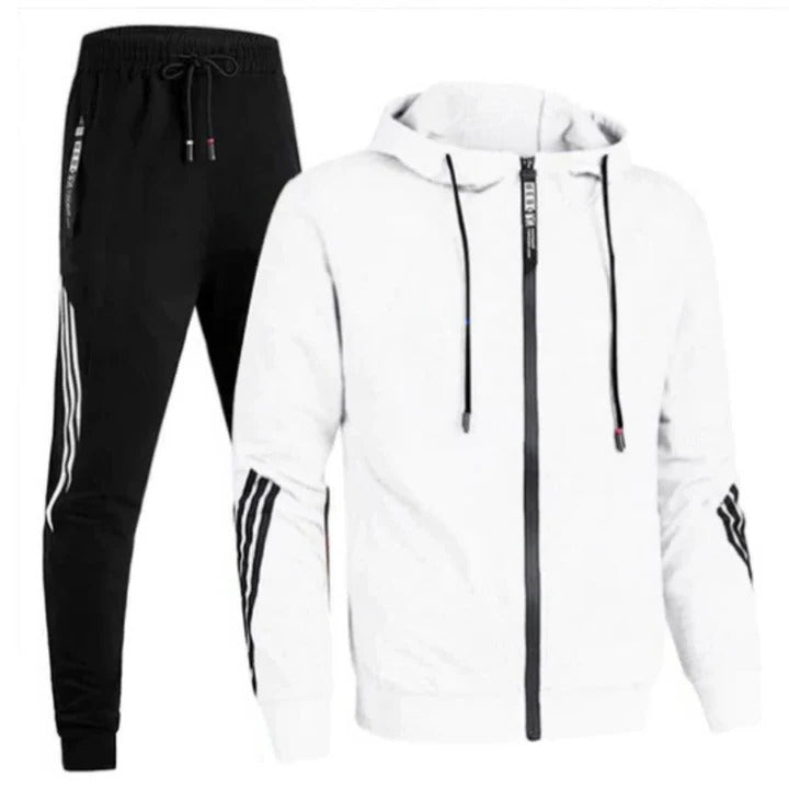 Street-Wave Men's Two-Piece Tracksuit Set Slim Fit Zip Hoodie And Joggers For Training And Everyday Wear