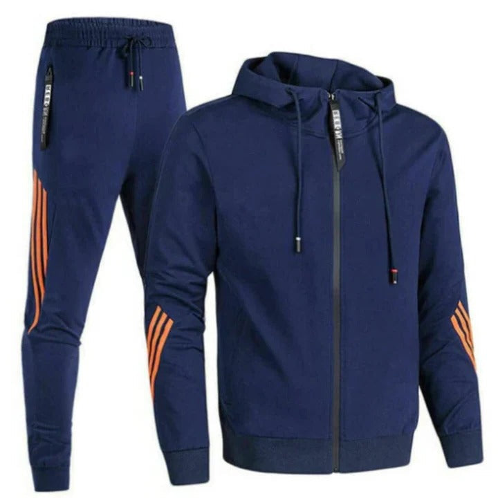 Street-Wave Men's Two-Piece Tracksuit Set Slim Fit Zip Hoodie And Joggers For Training And Everyday Wear