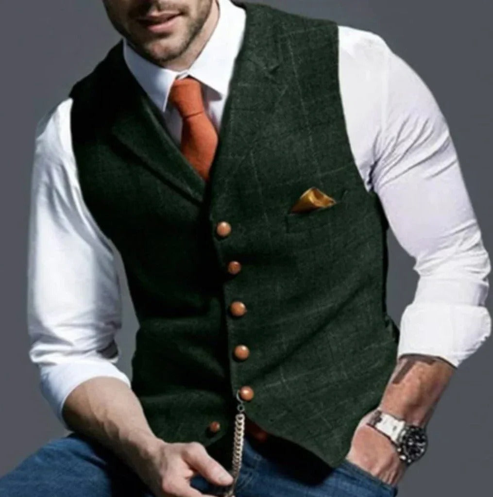 Street-Wave Classic Slim Fit Mens Suit Vest Six Button Closure Waistcoat For Formal And Casual Attire