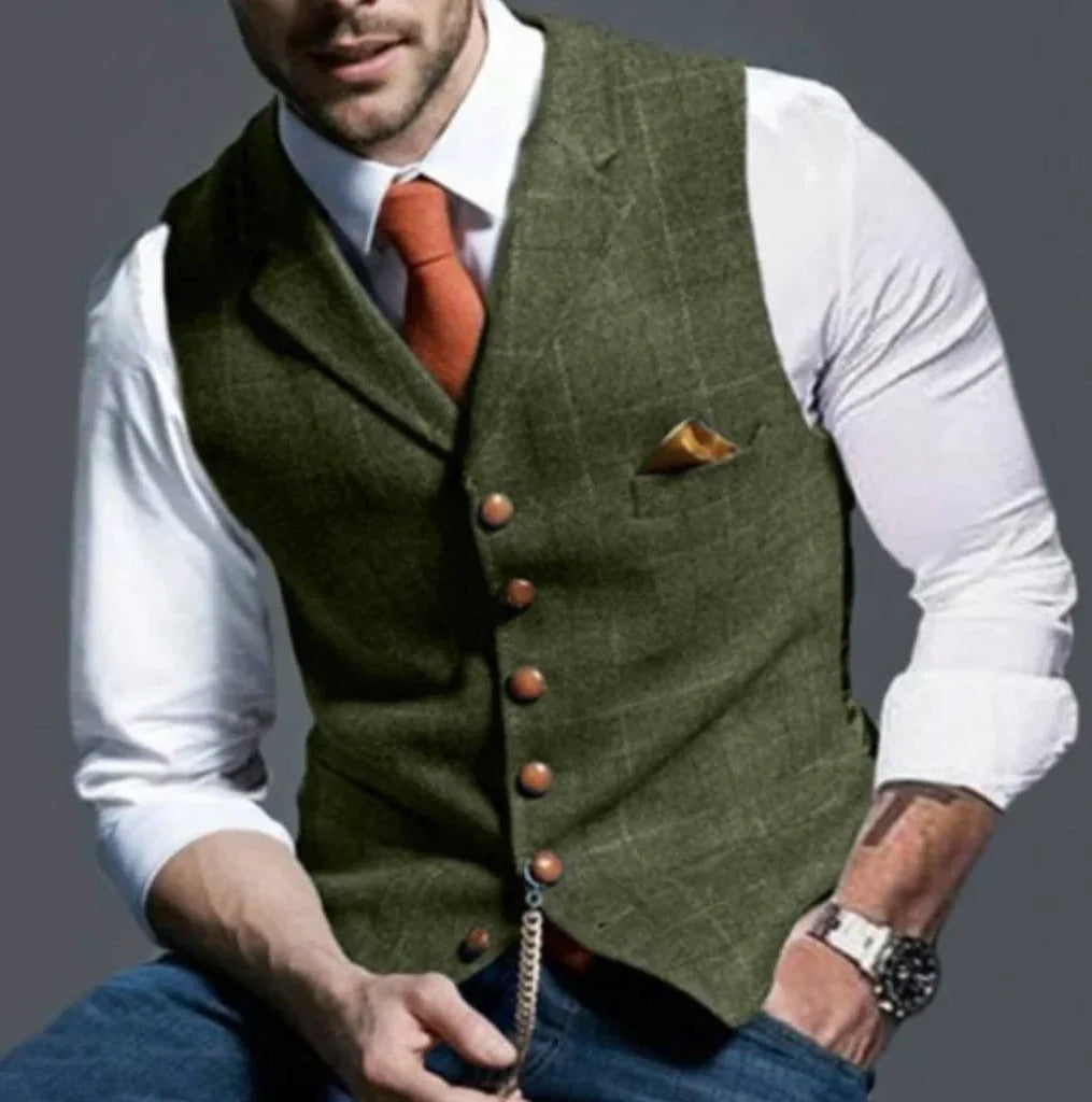 Street-Wave Classic Slim Fit Mens Suit Vest Six Button Closure Waistcoat For Formal And Casual Attire