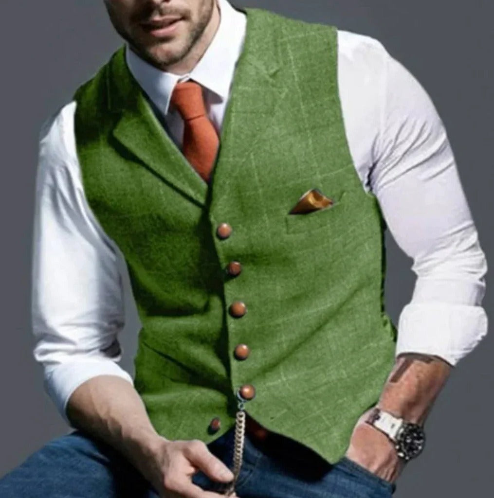 Street-Wave Classic Slim Fit Mens Suit Vest Six Button Closure Waistcoat For Formal And Casual Attire