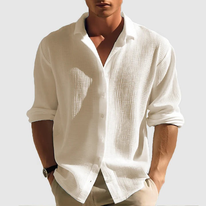 Street-Wave Men's Casual Button-Down Shirt Lightweight Relaxed Fit Classic Collar for Everyday Wear