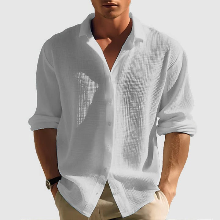 Street-Wave Men's Casual Button-Down Shirt Lightweight Relaxed Fit Classic Collar for Everyday Wear
