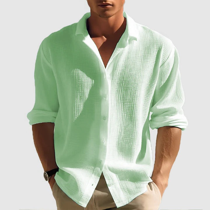 Street-Wave Men's Casual Button-Down Shirt Lightweight Relaxed Fit Classic Collar for Everyday Wear