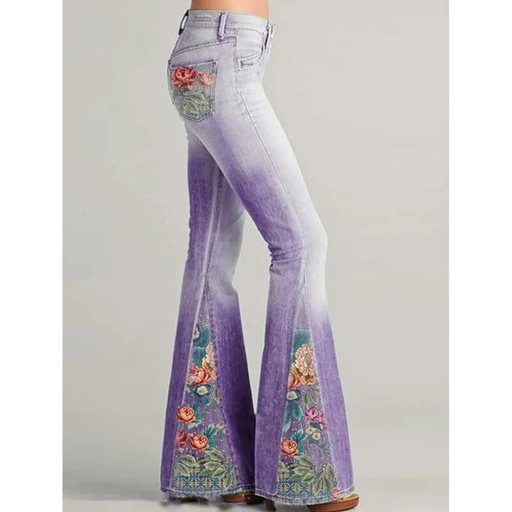 Ladies Vintage Floral Embroidered Jeans