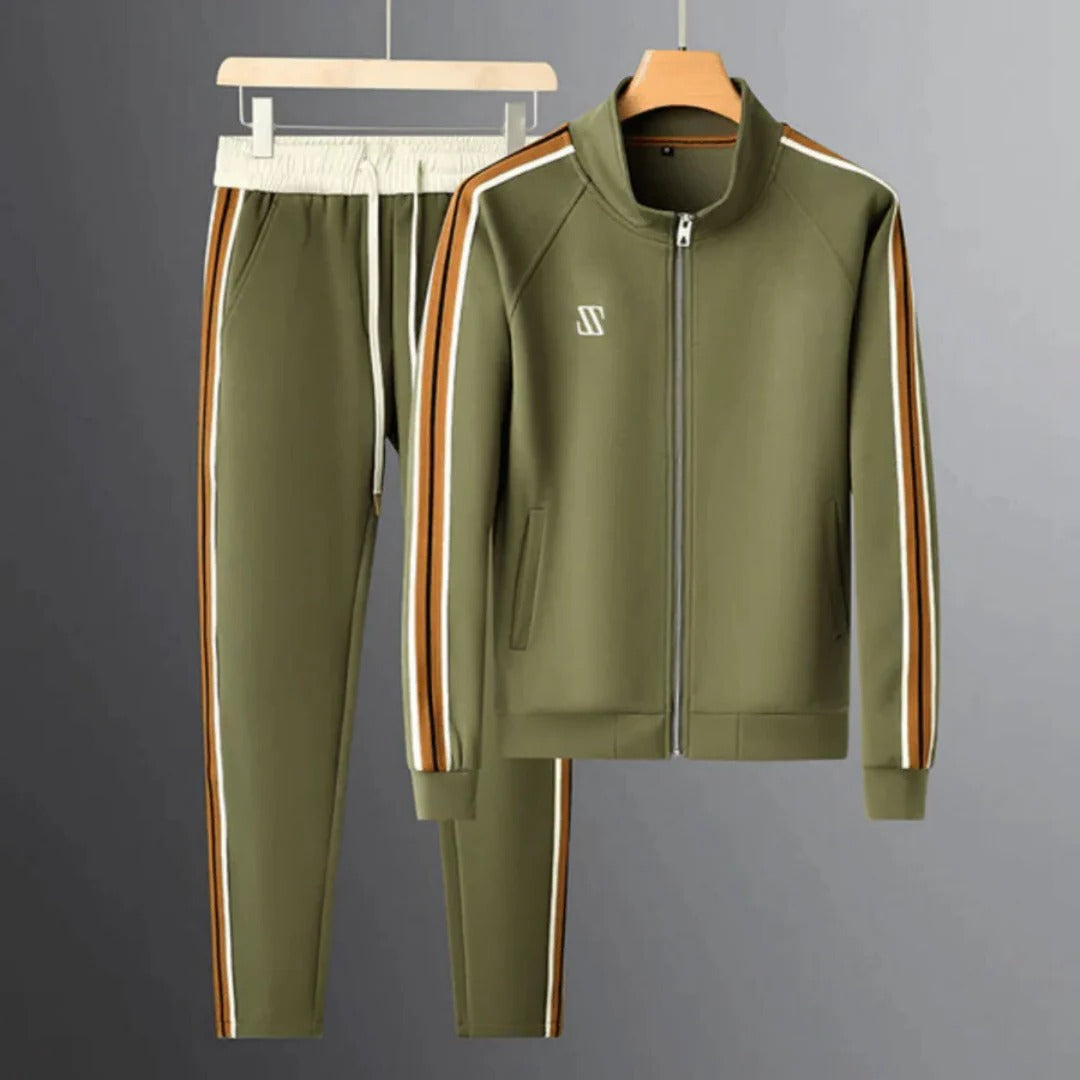 Men's Two-Piece Zip-Up Tracksuit Set With Jacket And Joggers Slim Fit Athletic Sportswear