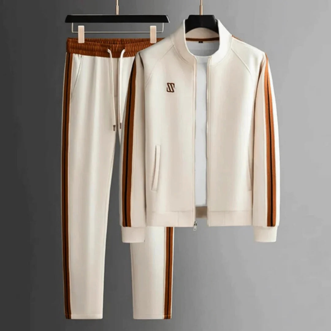 Men's Two-Piece Zip-Up Tracksuit Set With Jacket And Joggers Slim Fit Athletic Sportswear