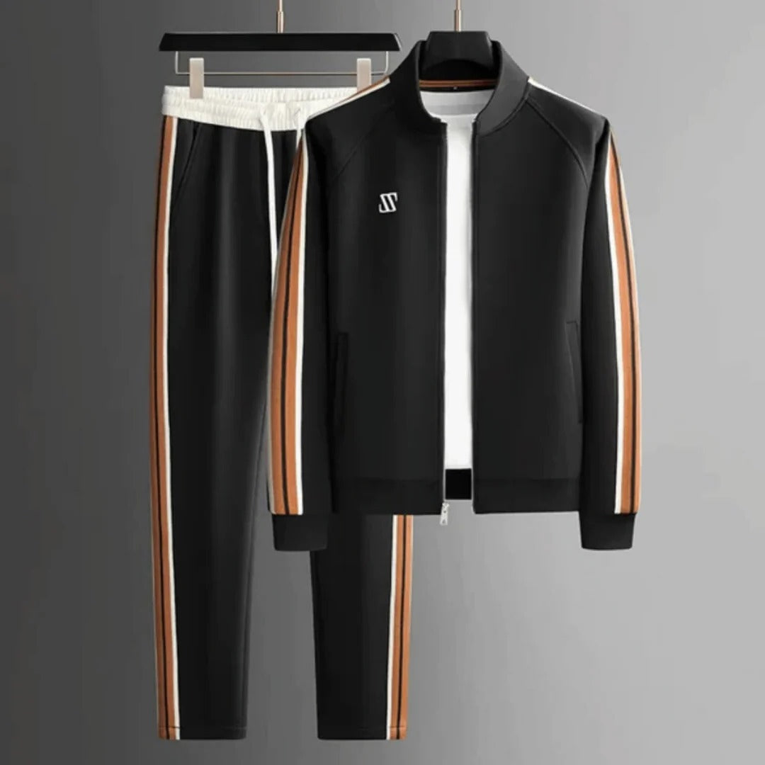 Men's Two-Piece Zip-Up Tracksuit Set With Jacket And Joggers Slim Fit Athletic Sportswear