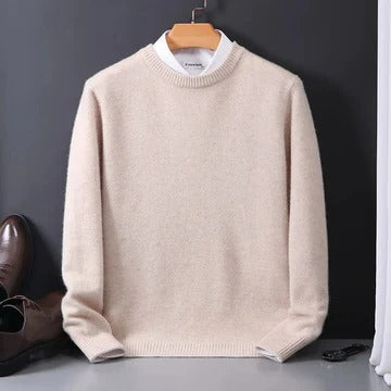 Men's Classic Cashmere Crewneck Sweater Soft Light Gray Knit for Formal and Casual Wear by Street-Wave