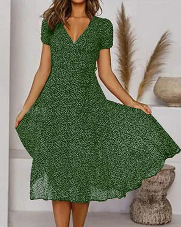 Women’s Floral Print Dress with V-Neck
