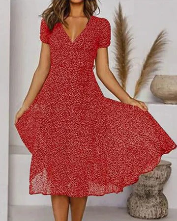 Women’s Floral Print Dress with V-Neck