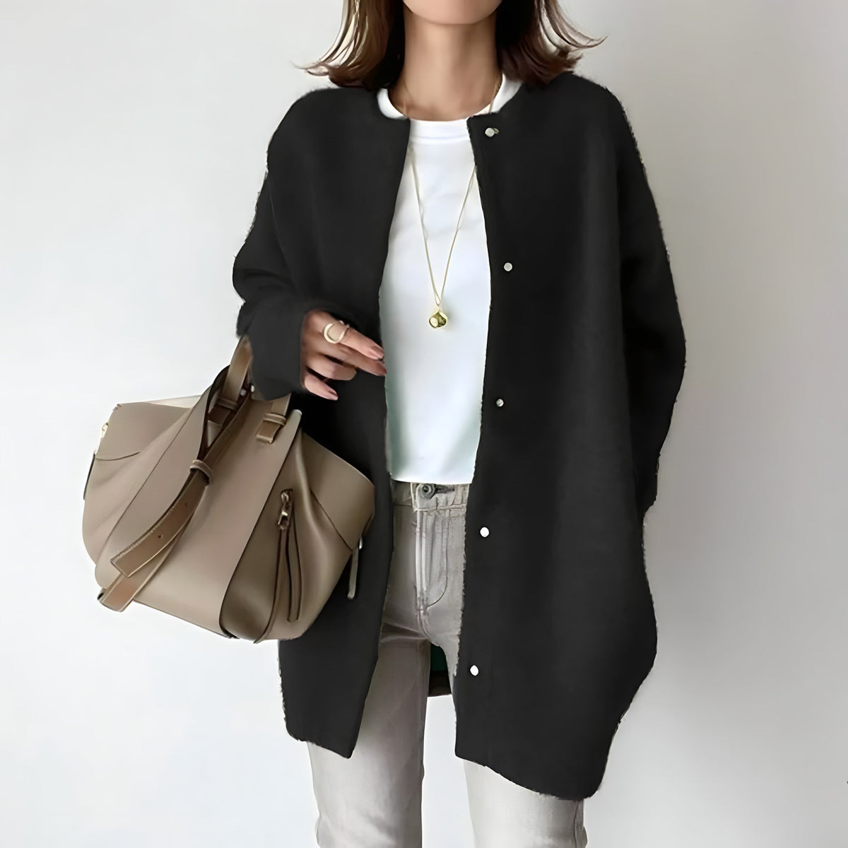 Street-wave Button-Front Knit Cardigan For Women Soft Cozy Camel Layering Piece Effortless Chic