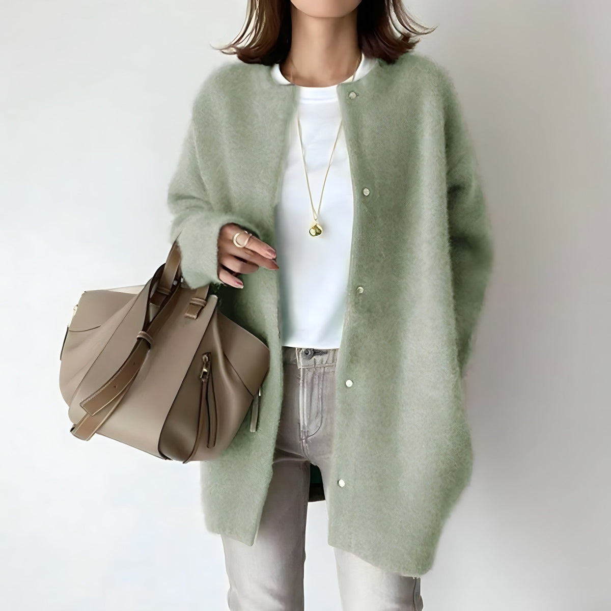 Street-wave Button-Front Knit Cardigan For Women Soft Cozy Camel Layering Piece Effortless Chic
