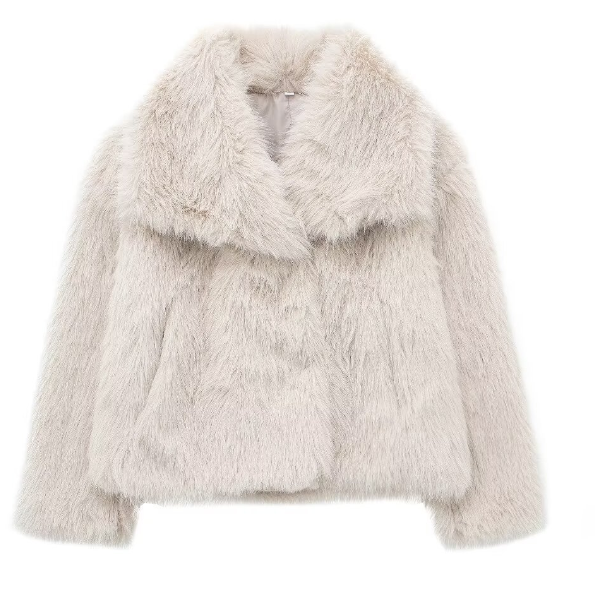 Streetwave Aneska Faux Fur Coat For Women Luxurious Beige Warmth With Large Collar