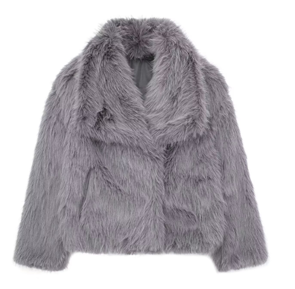Street-wave Luxurious Faux Fur Winter Coat With Oversized Collar For Women Eveningwear