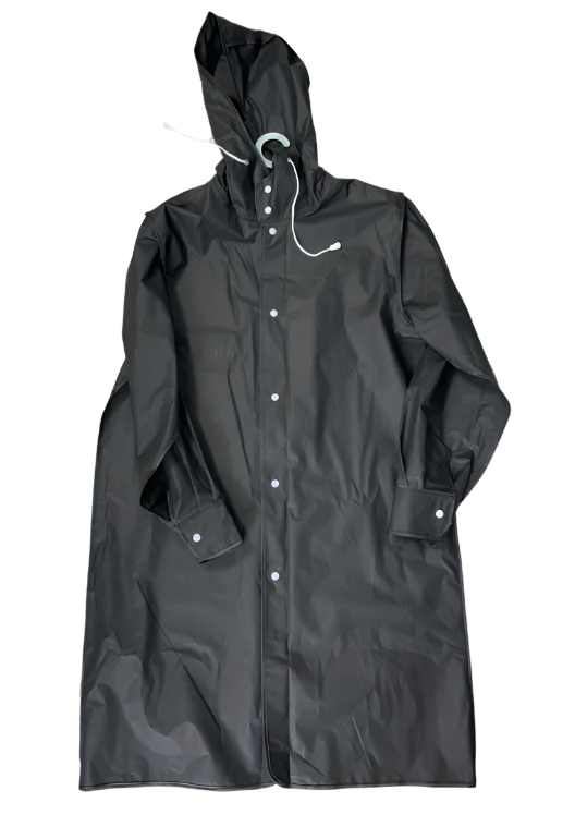 Street Wave Men Raincoat With Hood Weatherproof Long Coat Water Repellent With Practical Pockets