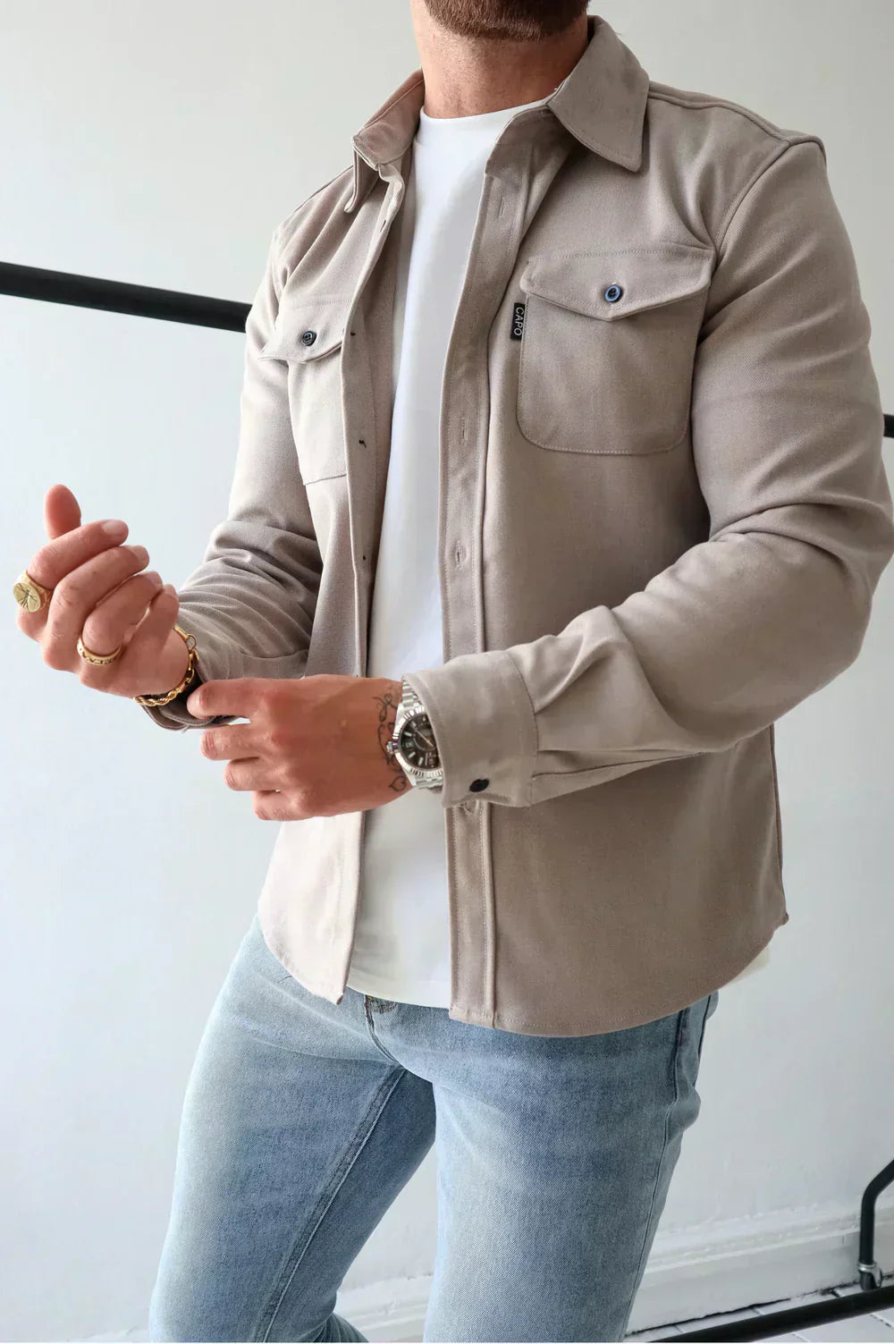 Street-Wave Mens Cotton Overshirt Relaxed Fit Breathable