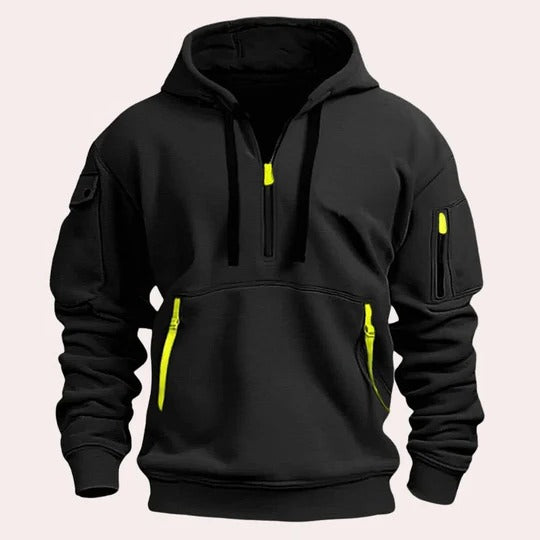 Street-Wave Mens Pullover Hoodie With Adjustable Hood Standard Fit Front Pocket Casual Layering